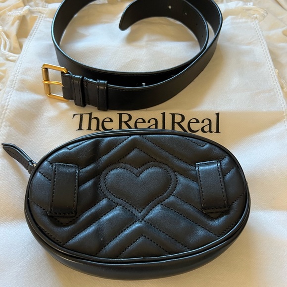 Gucci Marmont Matelasse Black Belt Bag - Picture 2 of 6